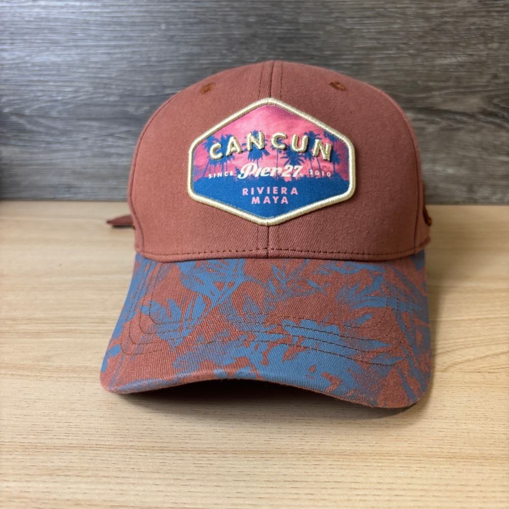 Pier27 Hat Cap Strap Back Orange Blue‎ Cancun Riviera Maya Adjustable